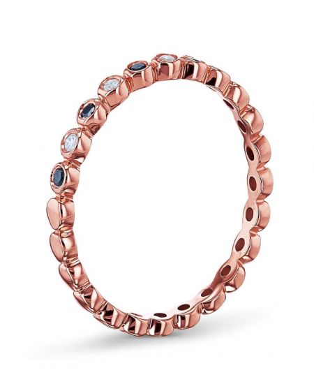 BLACK AND WHITE DIAMOND BEZEL ROSE GOLD RING