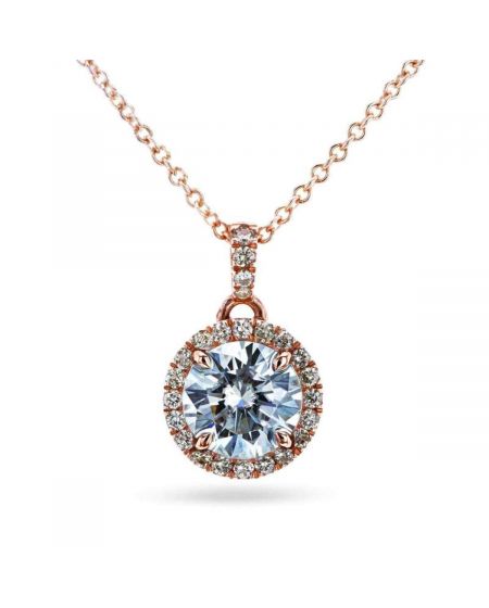 MOISSANITE & LIGHT CHAMPAGNE DIAMOND HALO