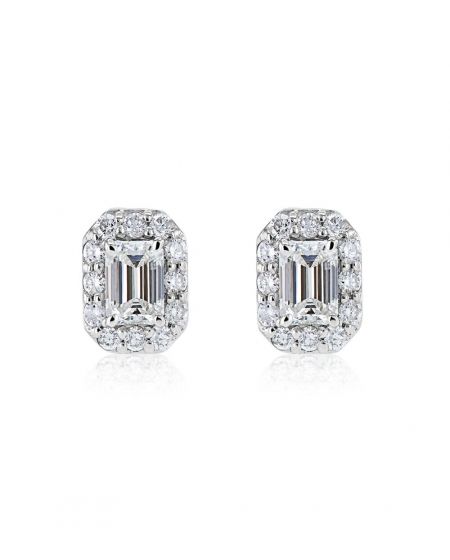 DIAMOND HALO RECTANGLE STUDS