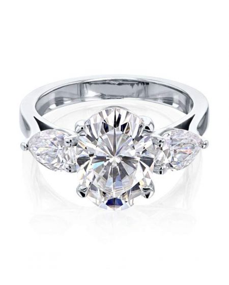 3 STONE TRELLIS OVAL & PEAR RING