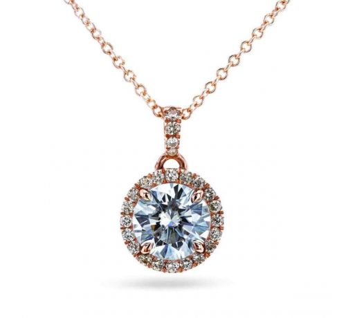 MOISSANITE & LIGHT CHAMPAGNE DIAMOND HALO