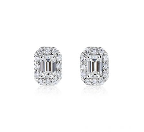 DIAMOND HALO RECTANGLE STUDS