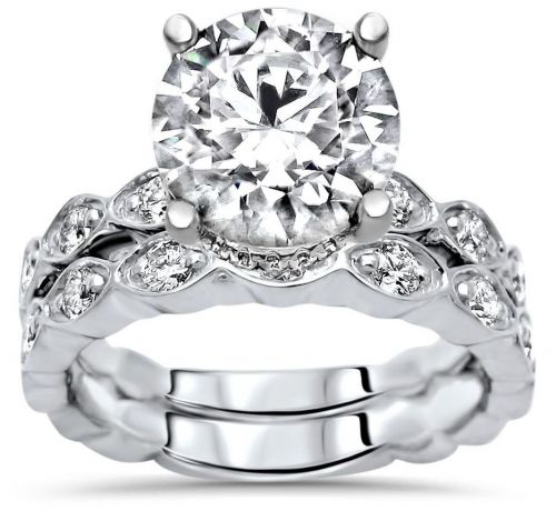 Sophia Round Moissanite Ring Bridal Set With Round Diamonds and Hidden Halo