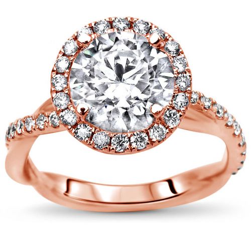 Luna Round Moissanite Ring With Round Diamonds And Diamond Halo