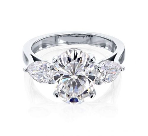 3 STONE TRELLIS OVAL & PEAR RING